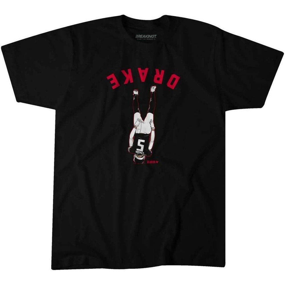 NFL Breakingt Drake Upside Down Graphic T Shirt Mens Black V Neck Size 2XL NWT